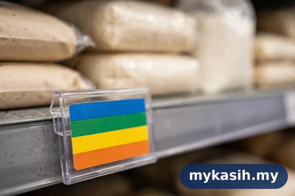 Contoh label MyKasih pada tanda harga barangan SARA
