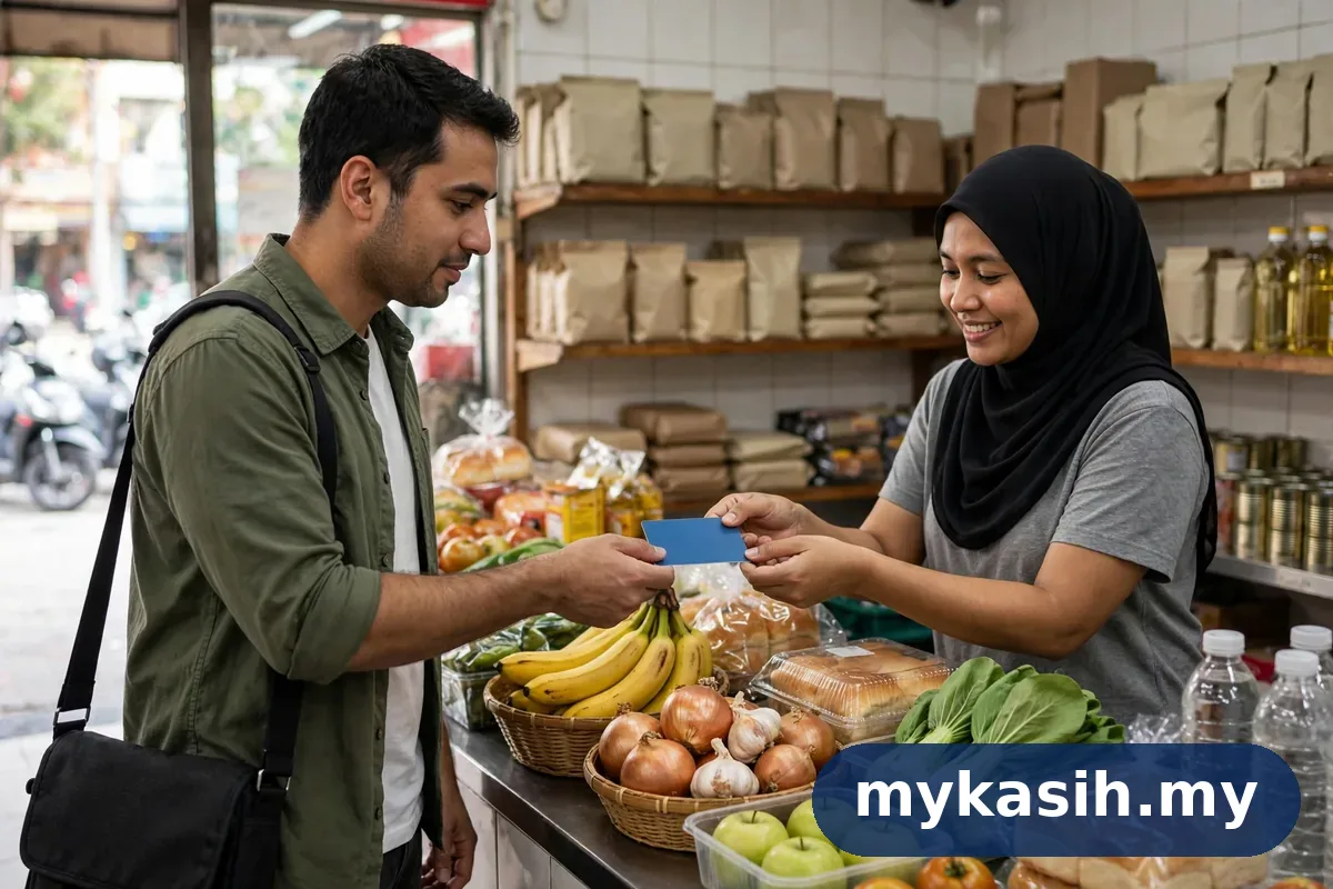 Penggunaan kredit SARA dengan MyKad di kedai berdaftar